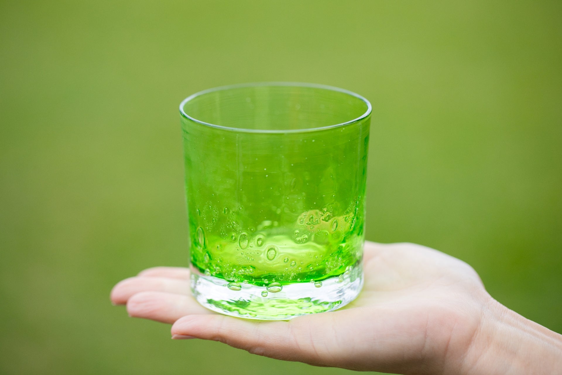 琉球ガラスの海風 ネオン ロックグラス 青 水 緑 赤 黄 クリア