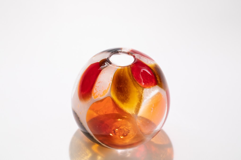 赤色ガラス花瓶 木箱付き フリルベース（木箱付） | 北一硝子 まごころお届け便