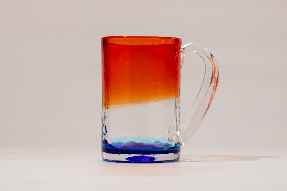 琉球ガラスの海風 残波の夕日 ジョッキグラス 赤 青 オンラインストア