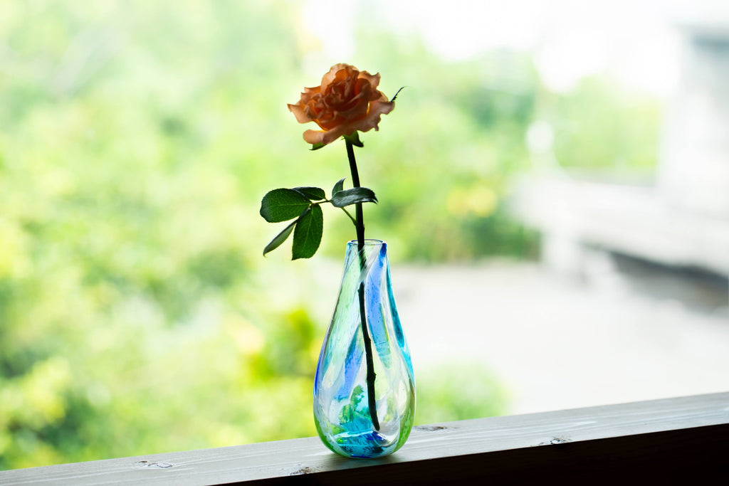 海想 花瓶 ロングタイプ 青