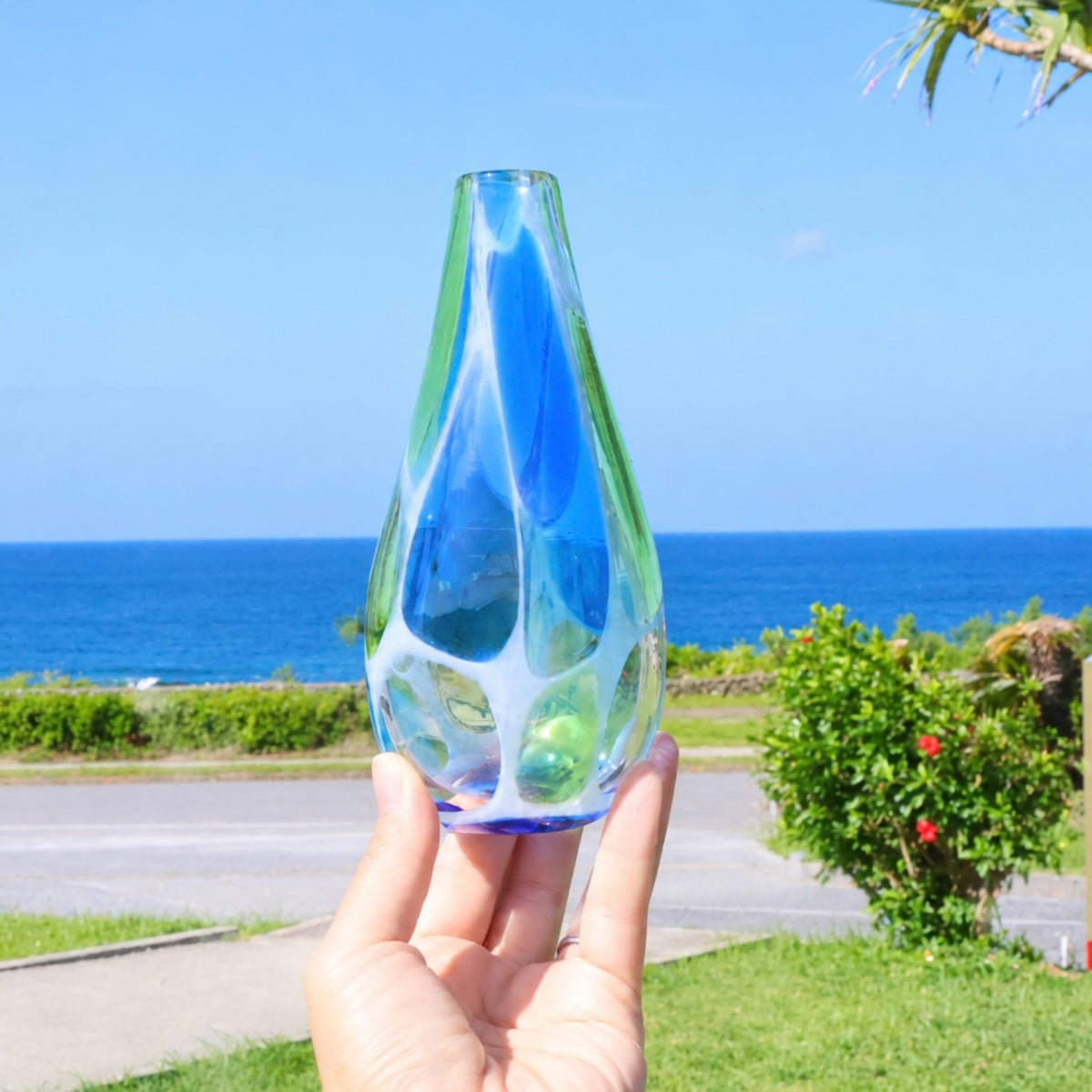 海想 花瓶 ロングタイプ 青