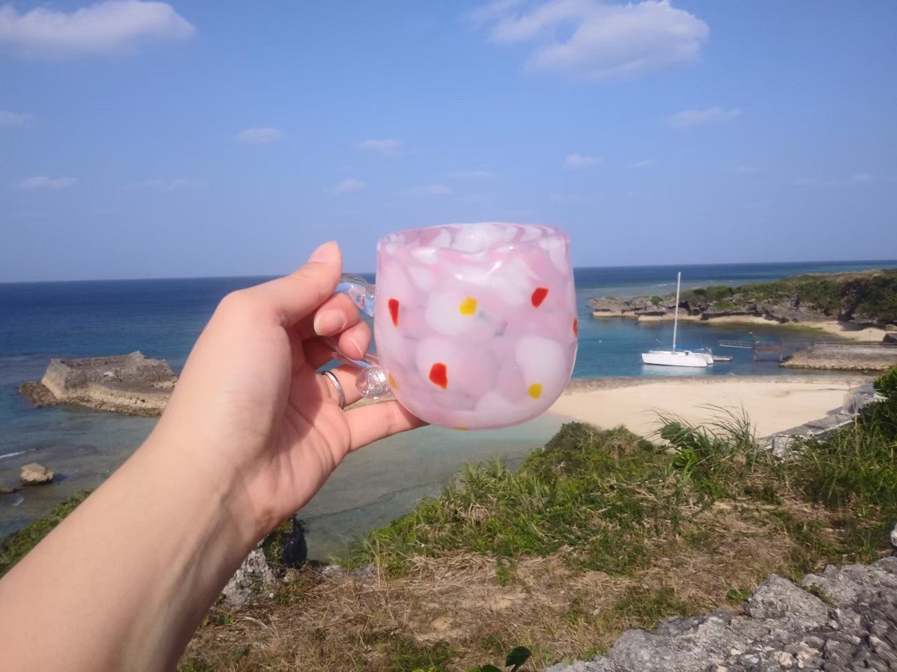 花あかり ハート型グラス 取っ手付き