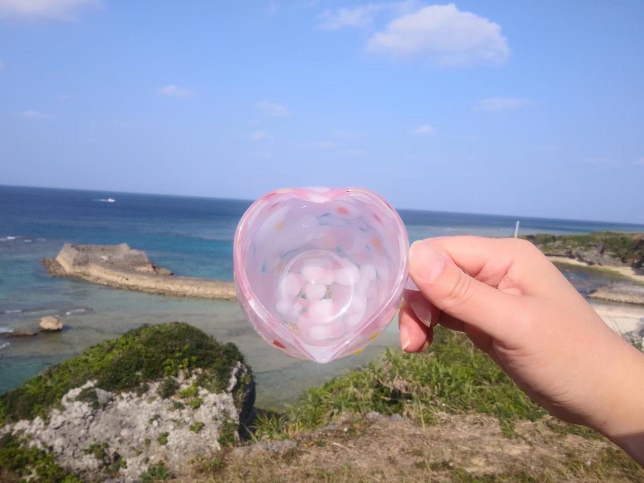 花あかり ハート型グラス 取っ手付き