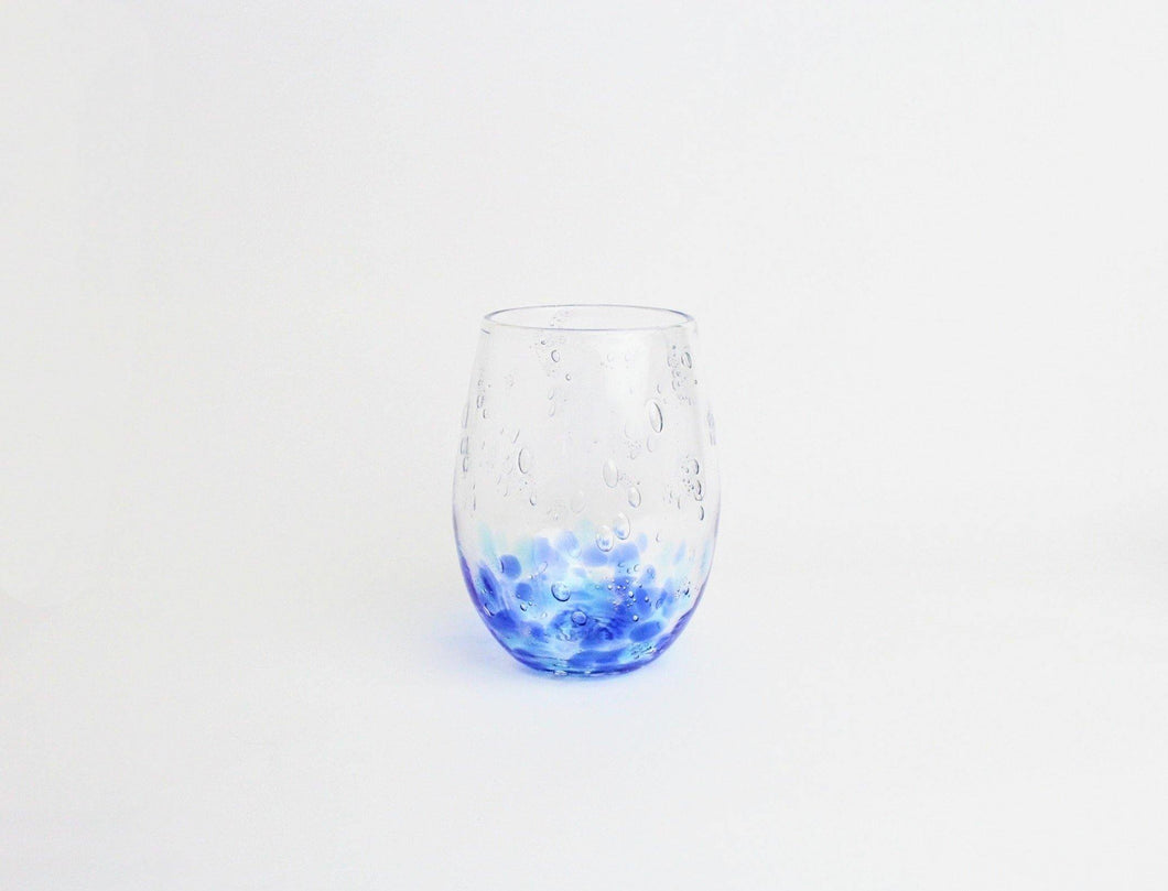 海風ワインタンブラー（ラージサイズ）　青×水 - RYUKYU GLASS WORKS 海風