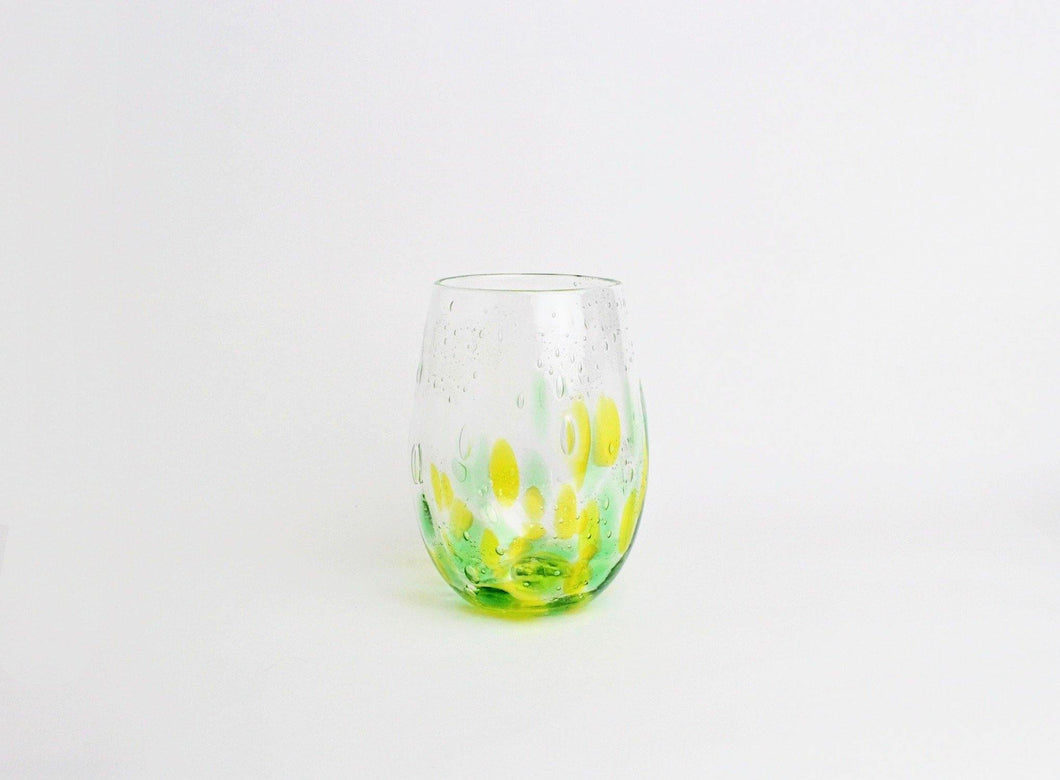 海風ワインタンブラー（ラージサイズ）　黄×緑 - RYUKYU GLASS WORKS 海風
